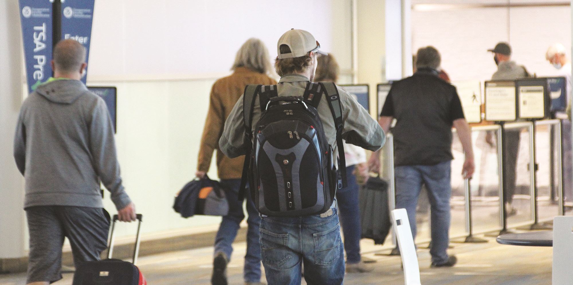 Travelers in Minot airport2